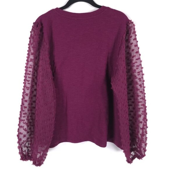 NWT MAEVE Anthropologie Textured Semi-sheer puffed Sleeve Top Size XL PETITE - Picture 3 of 15